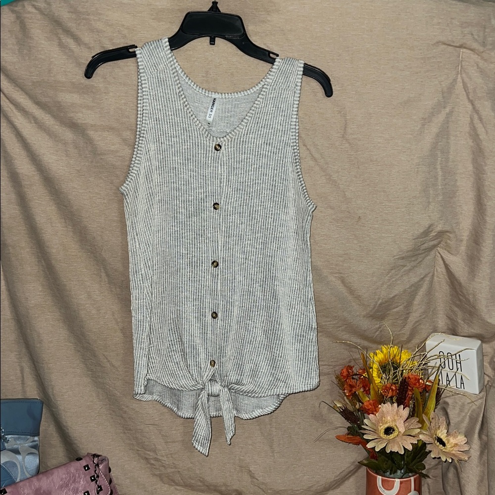 The Hanger Light Gray Ribbed Tank Top